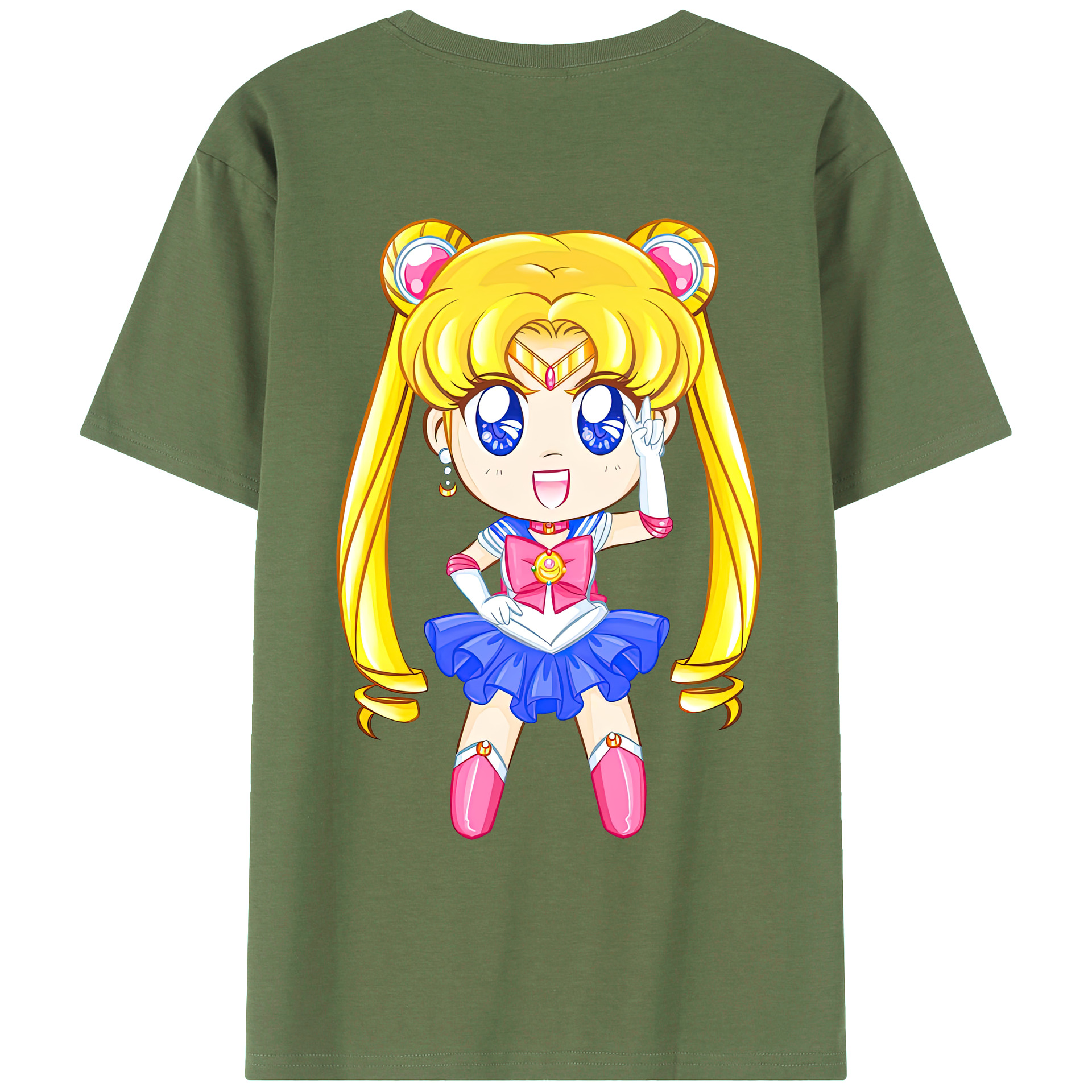 （画像用） 美少女戦士セーラームーン 月野 うさぎ つきの うさぎ Sailor Moon Tsukino Usagi 綿100％ メンズ半袖Tシャツ（バックプリント） 通気性